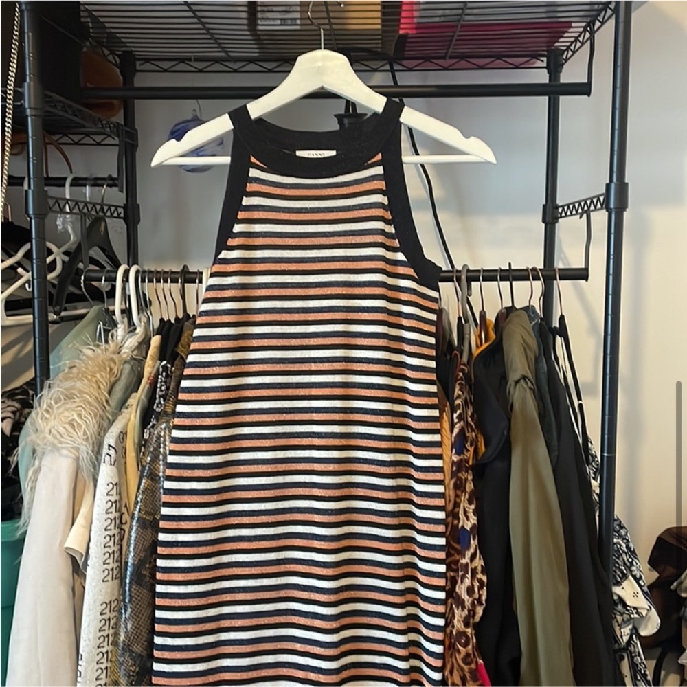 GANNI Suki Glitter Striped Maxi Dress XS - Picture 6 of 10